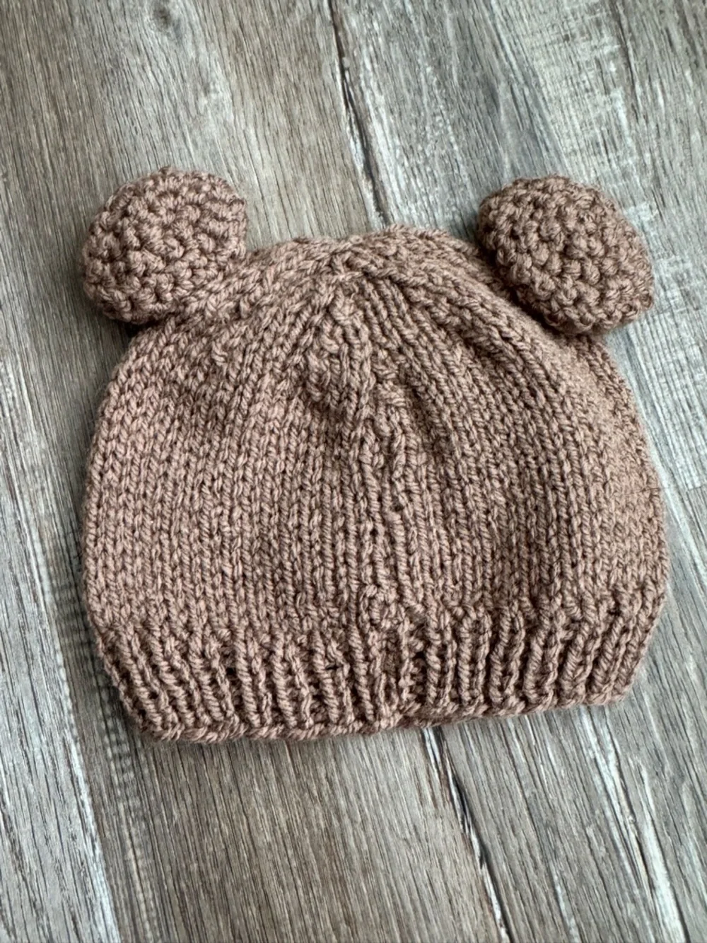 Personalized Kids Bear Beanie - Brown Knit Hat with Name Patch